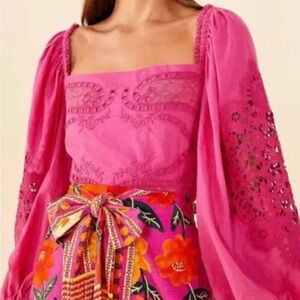 FARM Rio Fuchsia Embroidered Blouse